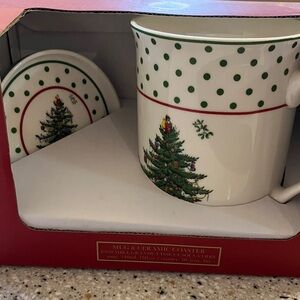 Christmas Tree Mug and Coaster Set